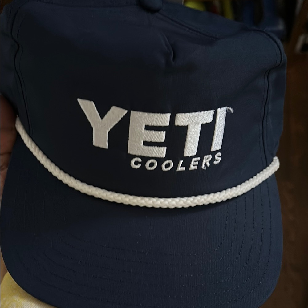 Yeti Navy Blue Hat with White Rope and Logo